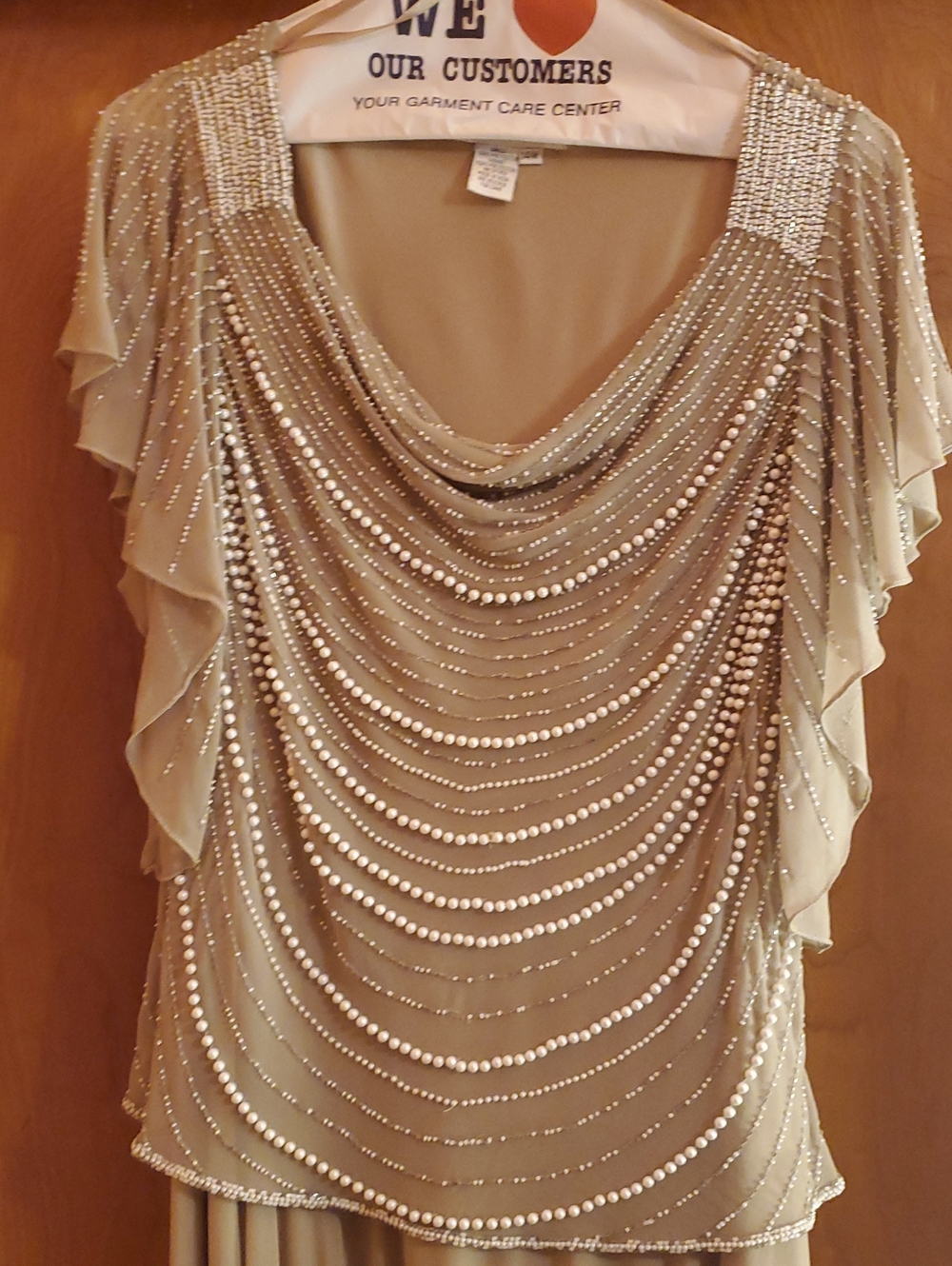 J Kara Shimmery Champagne Evening Top